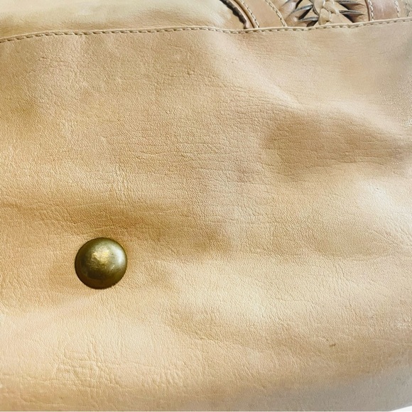 Eske Tan Soft Leather Large Braided Satchel Shoulder Bag - Picture 10 of 16